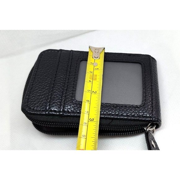 Black Mini Credit Card Case - Multi Card Slot Card Holder Wallet with ID Window - Picture 3 of 14